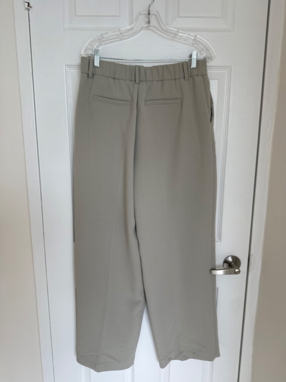 Beige/  Khaki Wide Leg Dress Pants , super soft/ stretchy Office Luxury Trousers - Picture 2 of 4